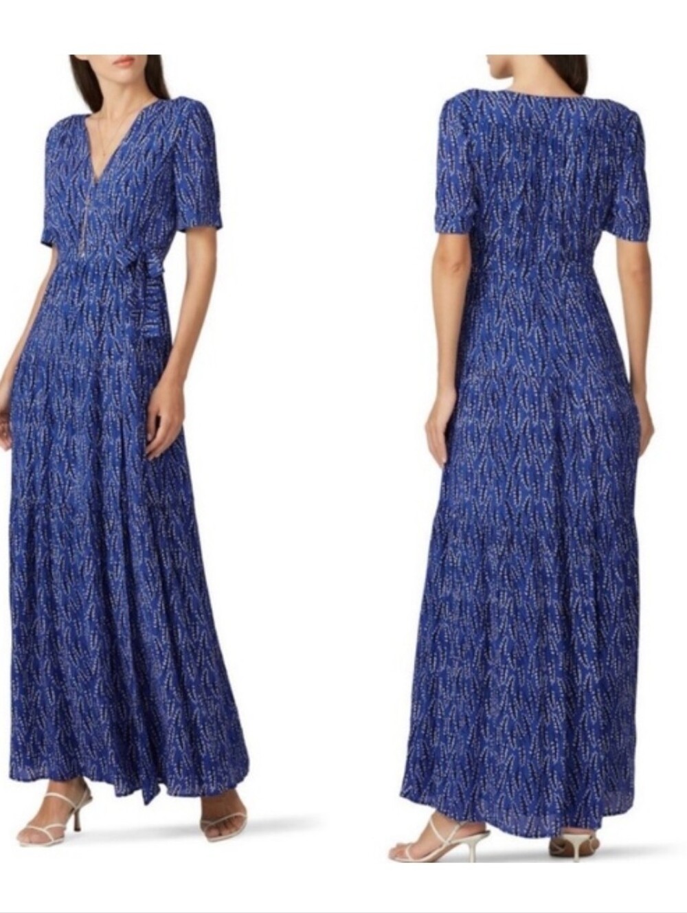 Ba&sh Cyana Blue Tiered Wrap Dress Size M